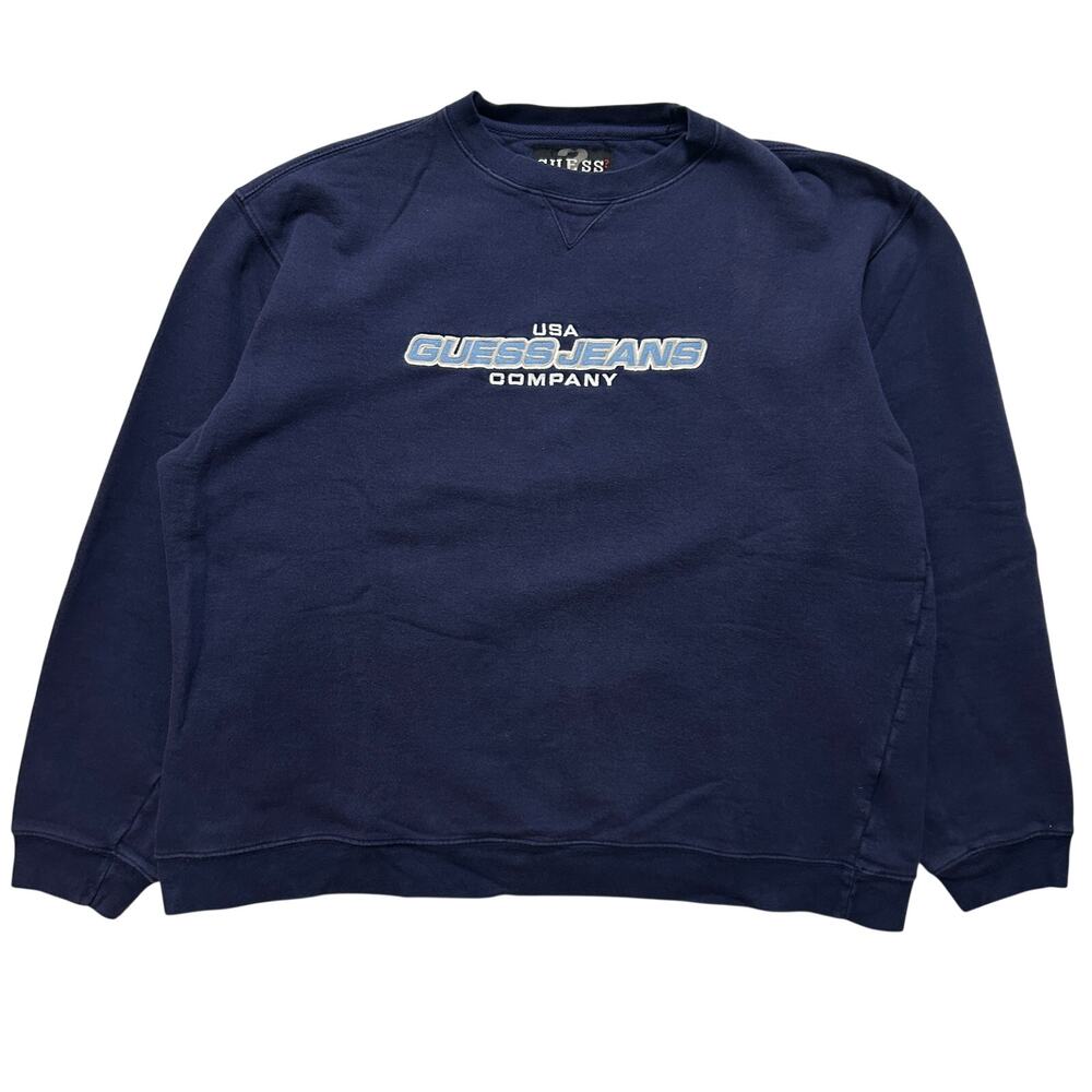 VTG 90's Guess Jeans Pullover Sweatshirt Men's XL Navy Blue